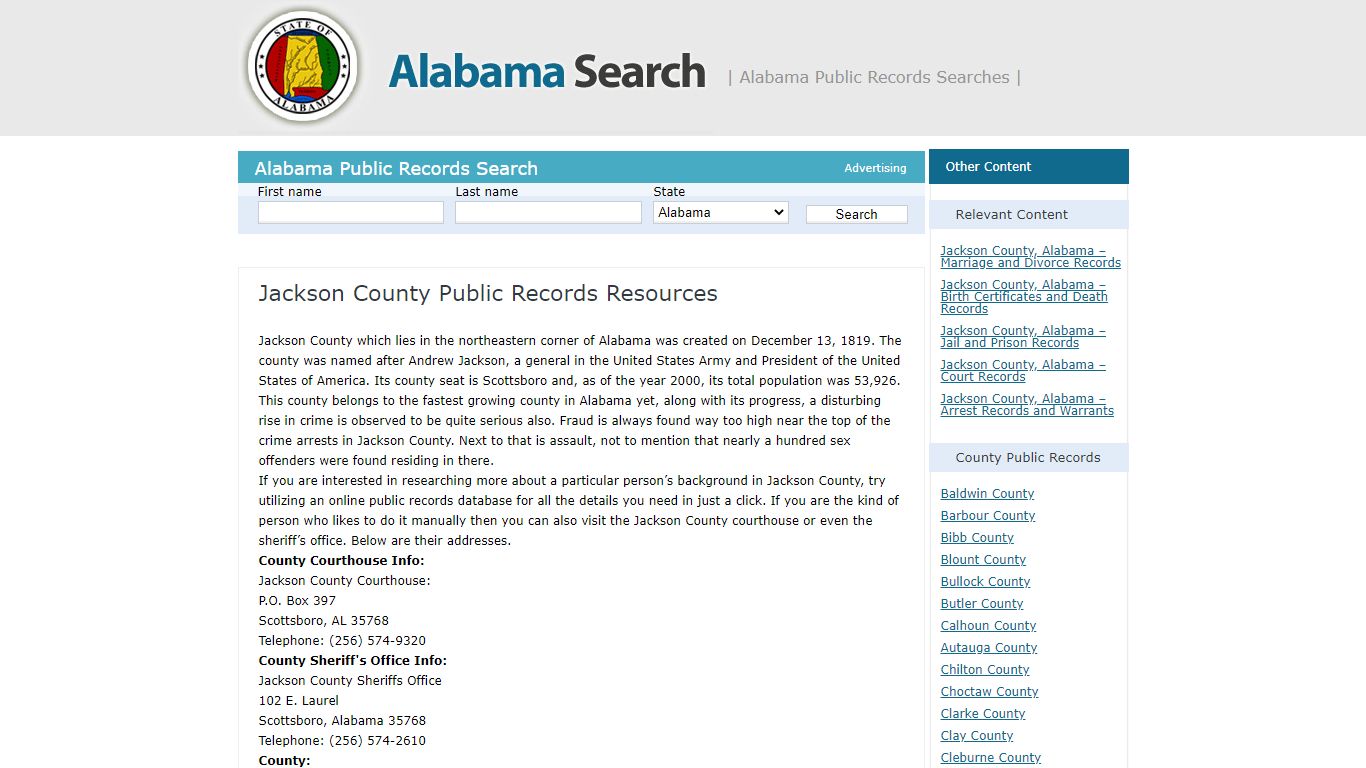 Jackson County Public Records Resources | Alabama - AL Search